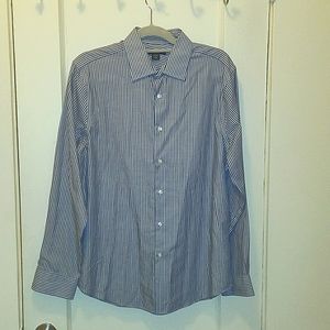 Structure Fitted Man Dress Shirt, L/G, 16-16 1/2, 34-35, Long Sleeve, Stripes